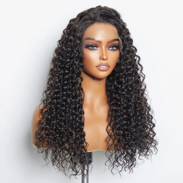 150% Density 13×6 Glueless Frontal Lace Closure Wig 3D Cap Water Wave Human Hair