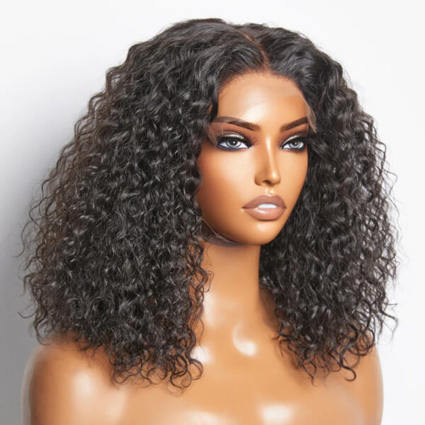 150% Density 5×5 Glueless Lace Closure Bob Wig Water Wave Human Hair