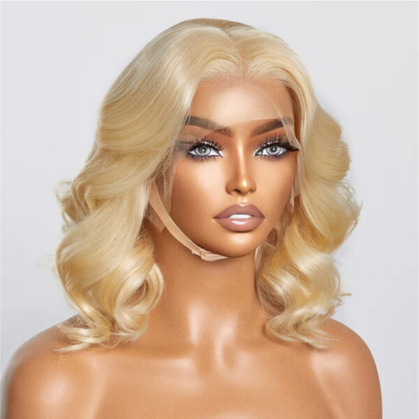 150% Density 13×4 Frontal Lace Closure #613 Blonde Bob Wig Body Wave Human Hair