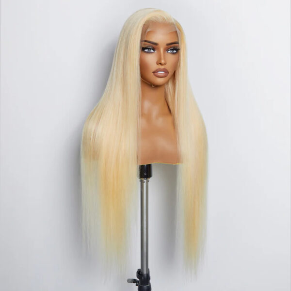 200% Density 13×4 Frontal Lace Closure #613 Blonde Wig Long Straight Human Hair