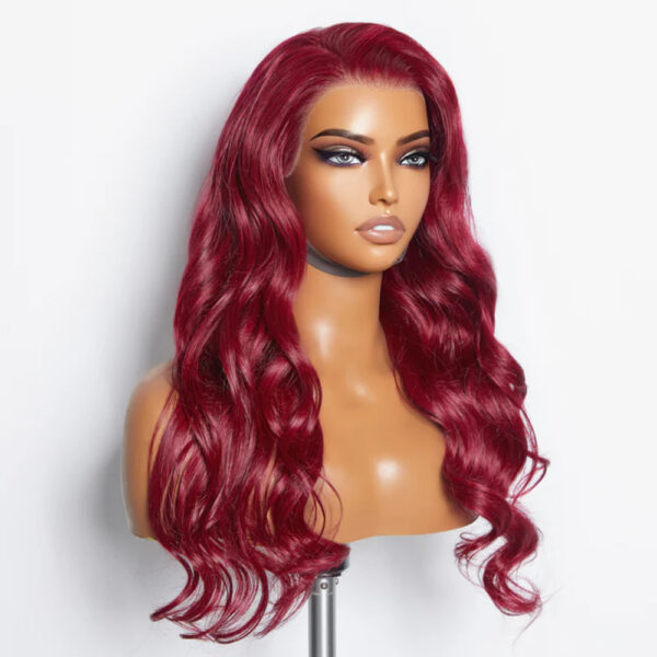 150% Density 24-Inch 13×4 Pre-Plucked Frontal Lace #99J Wig Body Wave Human Hair
