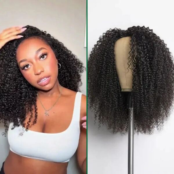 180% Density Wear and Go Half Wig Messy Curly Human Hair