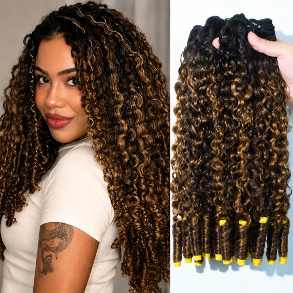 18-28-Inch T1B-P4-27 Burmese Curly Virgin Hair Bundles